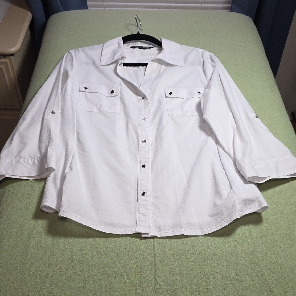 Zac & Rachel White Casual Button Down Shirt Relaxed Fit